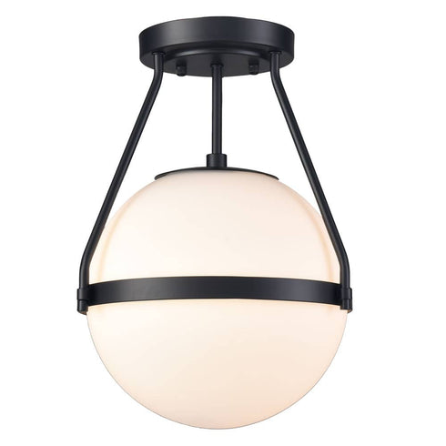 Globe Semi Flush Ceiling Light Black